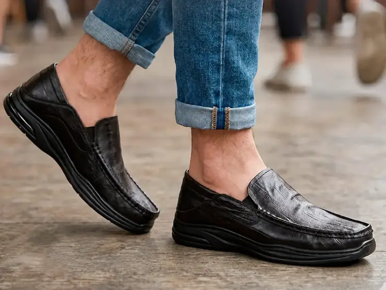 Detalhe do solado Comfort Gel do Mocassim Torino